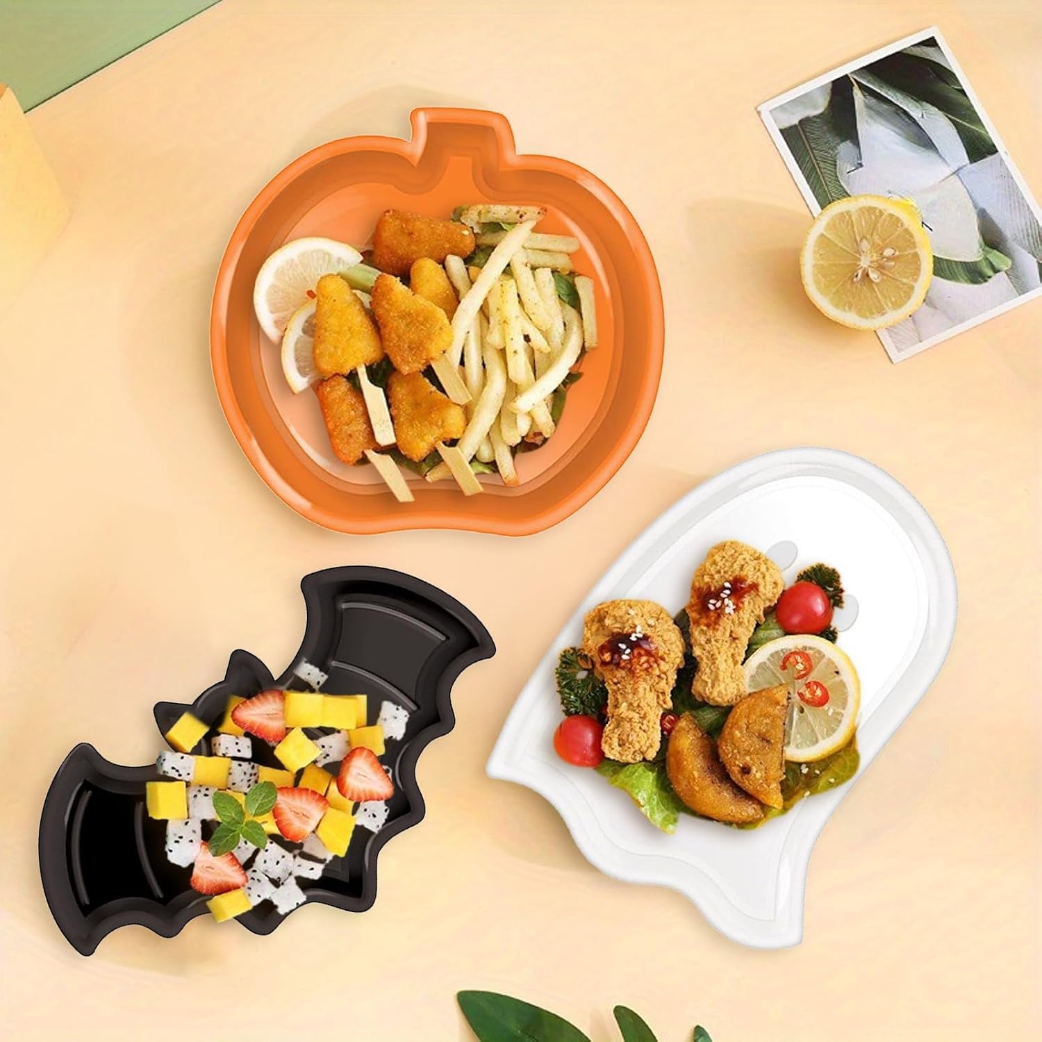 Reusable Halloween Plates Set  - đánh giá và giá Food Snacks Candy