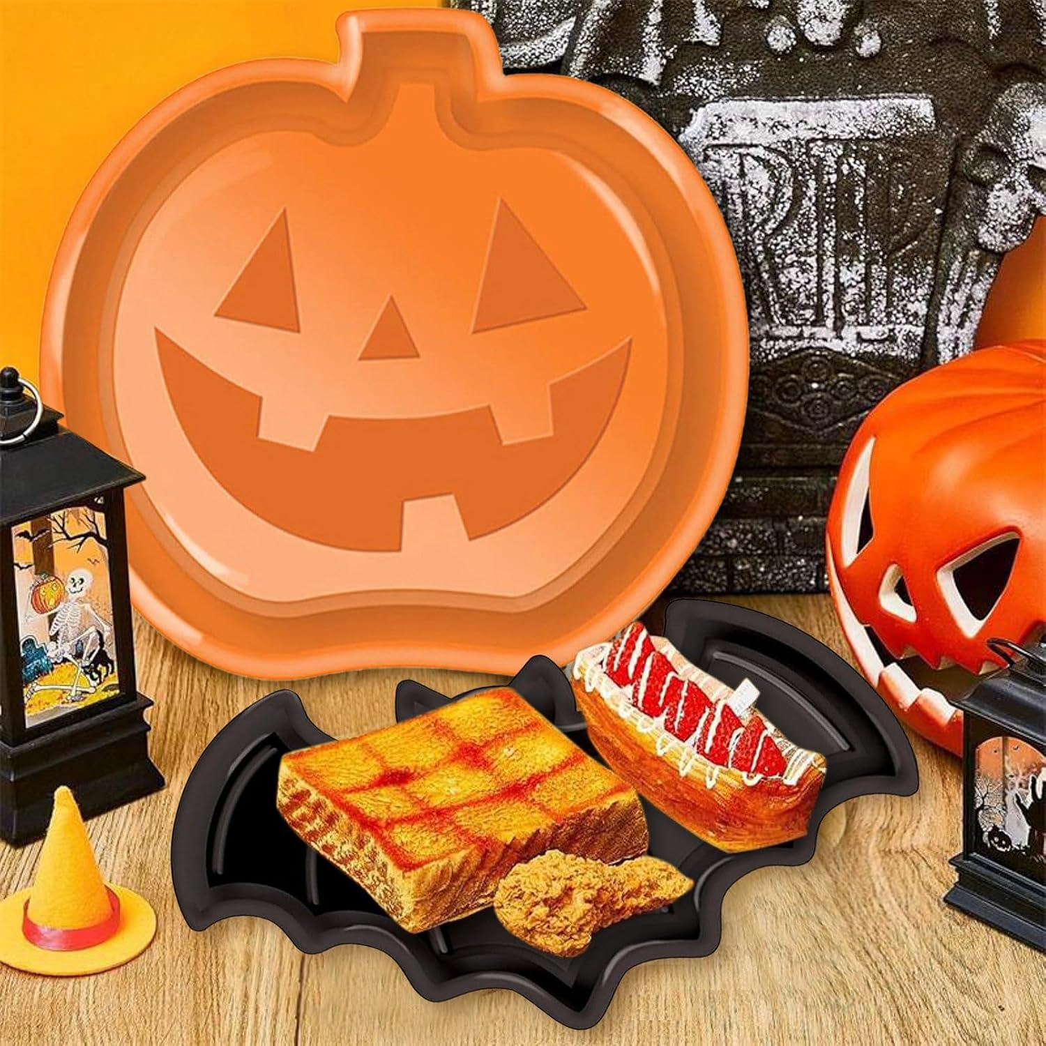 Reusable Halloween Plates Set  - đánh giá và giá Food Snacks Candy